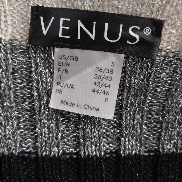 VENUS! BLACK/GRAY/SILVER METALLIC RIBBED KNIT DUSTER LENGTH CARDI SWEATER! SZ S - Picture 10 of 13